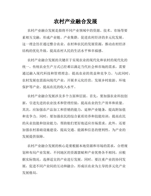 农村产业融合发展