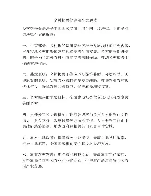 乡村振兴促进法全文解读