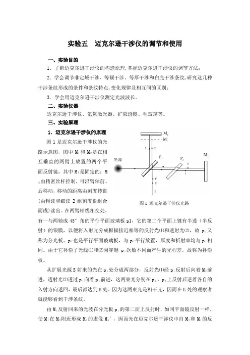 实验六  迈克尔逊干涉仪的调节和使用