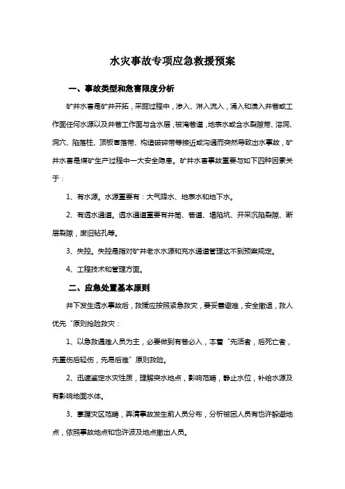 水灾事故专项应急救援预案样本