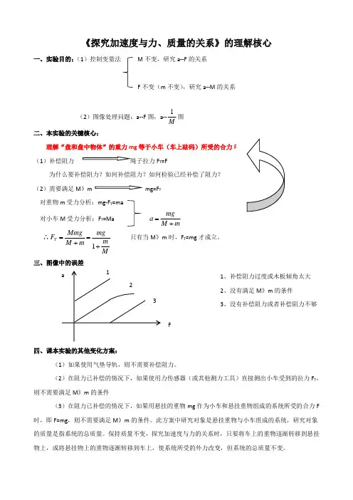 21、实验《探究加速度与力、质量的关系》的理解核心知识要点