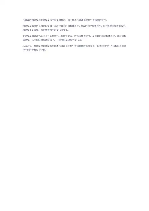 兰姆波相速度和群速度