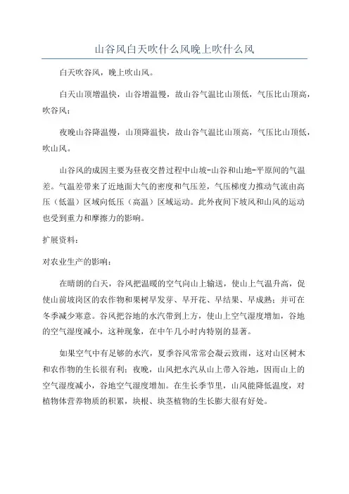 山谷风白天吹什么风晚上吹什么风