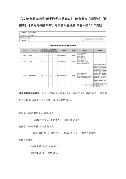 2019年北大新闻与传播学院考研必知19年北大新闻学传播学新闻与传播MJC考..