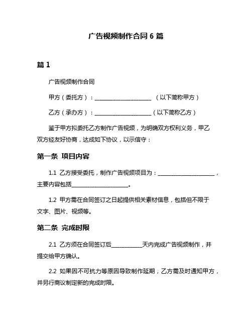 广告视频制作合同6篇