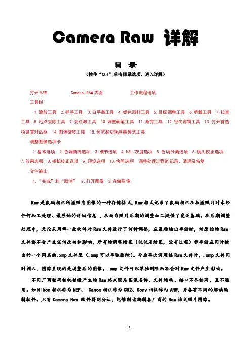 CameraRAW详解分析