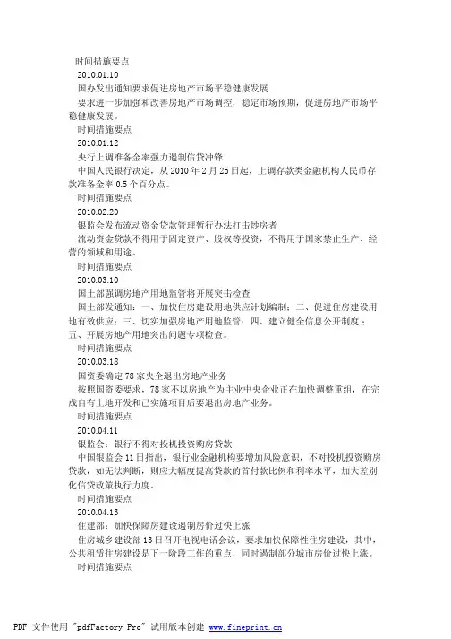 10年国家房地产调控政策总汇
