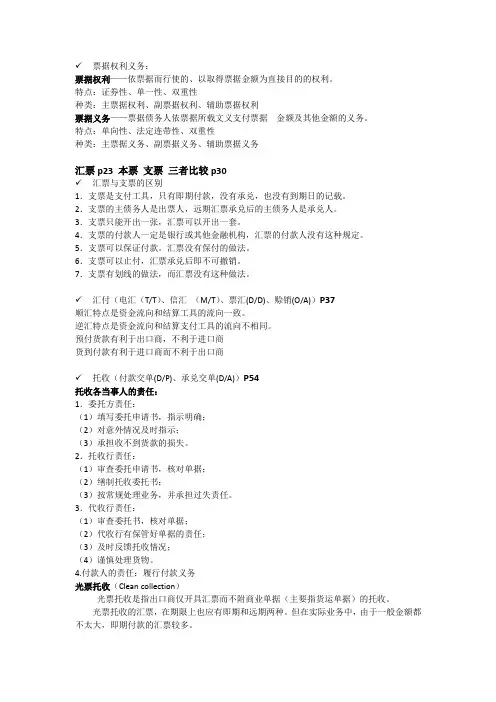 国际结算复习重点