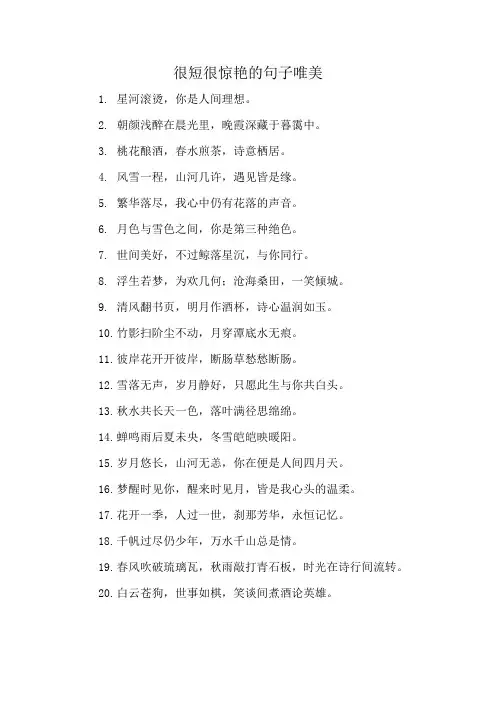 很短很惊艳的句子唯美