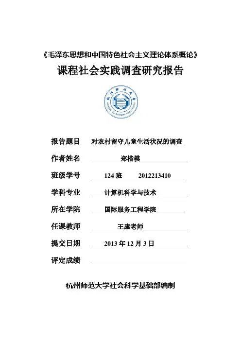 社会实践报告封面(版)