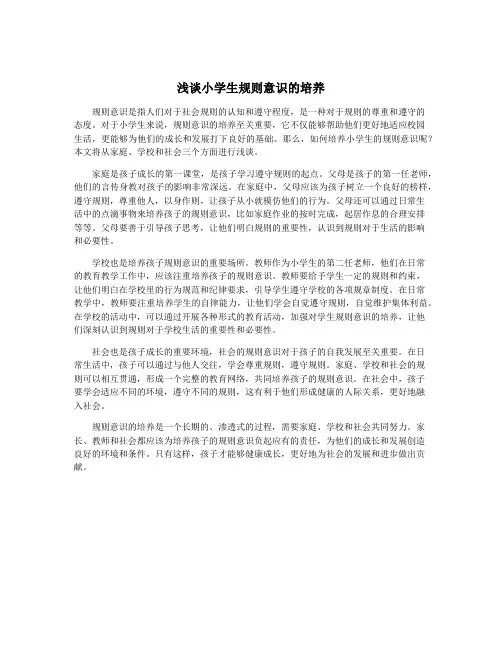 浅谈小学生规则意识的培养