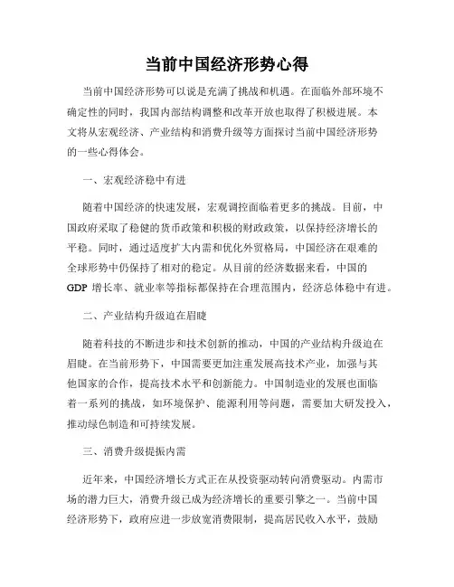 当前中国经济形势心得