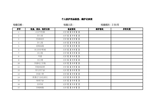 (完整版)个人防护用品检查维护记录