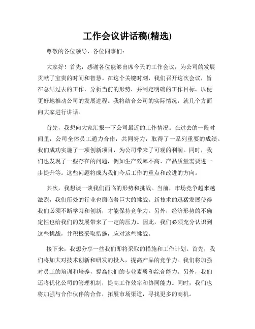 工作会议讲话稿(精选)
