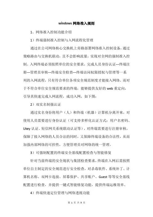 windows网络准入规则