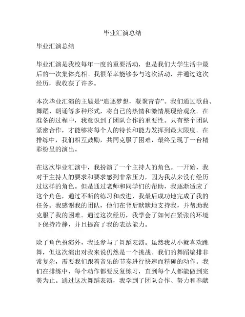 毕业汇演总结