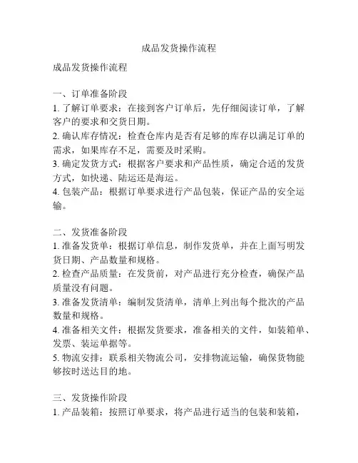 成品发货操作流程
