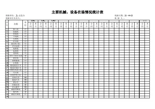主要机械、设备在场情况统计表