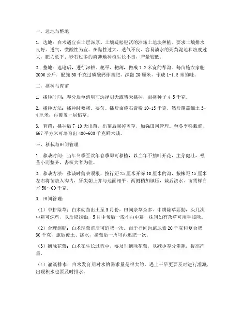 种植白术技术管理方案