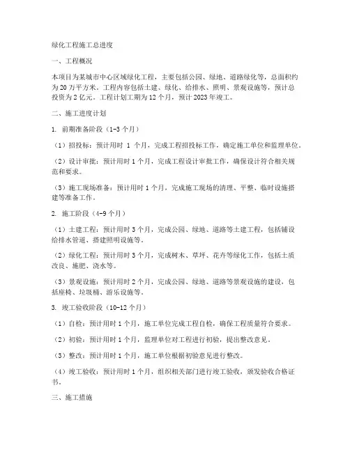 绿化工程施工总进度