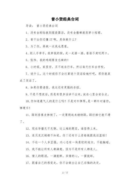 曾小贤经典台词