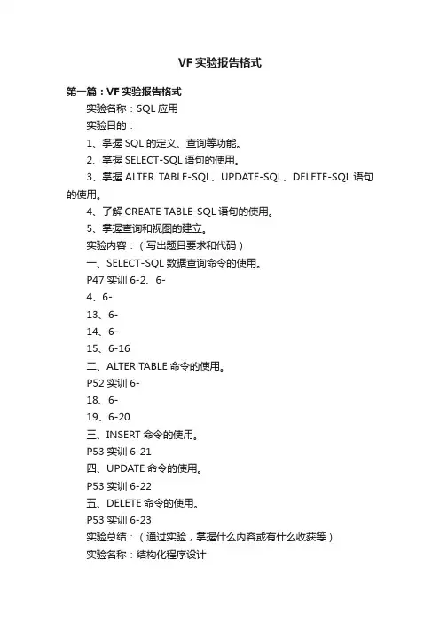 VF实验报告格式
