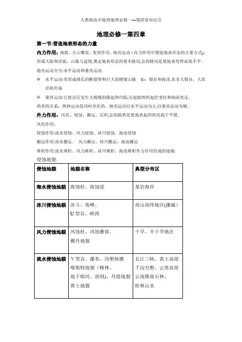 人教版高中地理地理必修一—第四章知识点