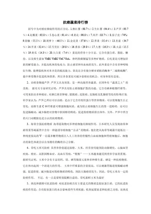 抗癌蔬菜排行榜