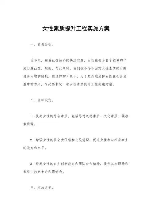 女性素质提升工程实施方案
