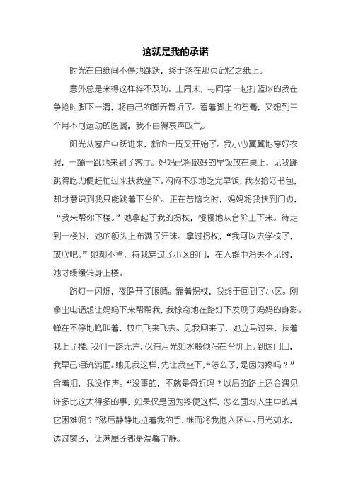 初三作文：这就是我的承诺作文600字