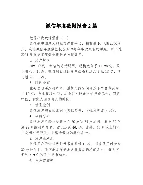 微信年度数据报告2篇