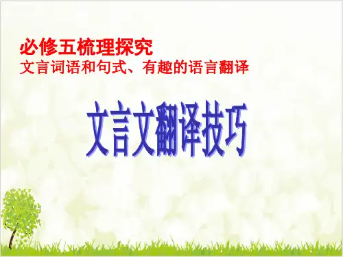 人教版高中语文必修五梳理探究《文言词语和句式有趣的语言翻译文言文翻译技巧》ppt