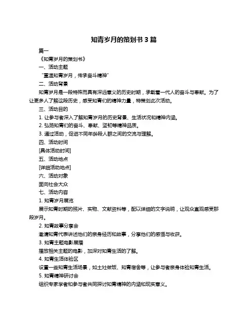 知青岁月的策划书3篇