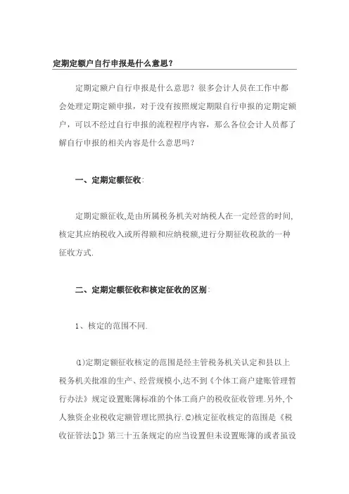 定期定额户自行申报是什么意思