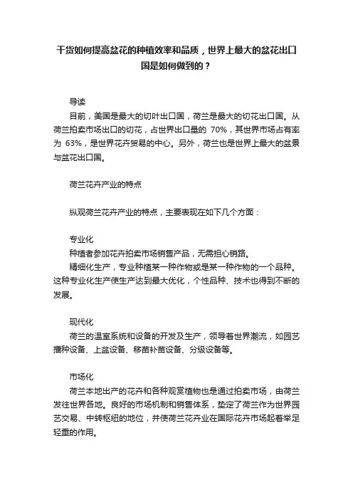 干货如何提高盆花的种植效率和品质，世界上最大的盆花出口国是如何做到的？