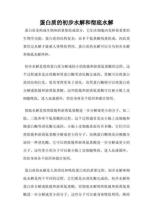蛋白质的初步水解和彻底水解