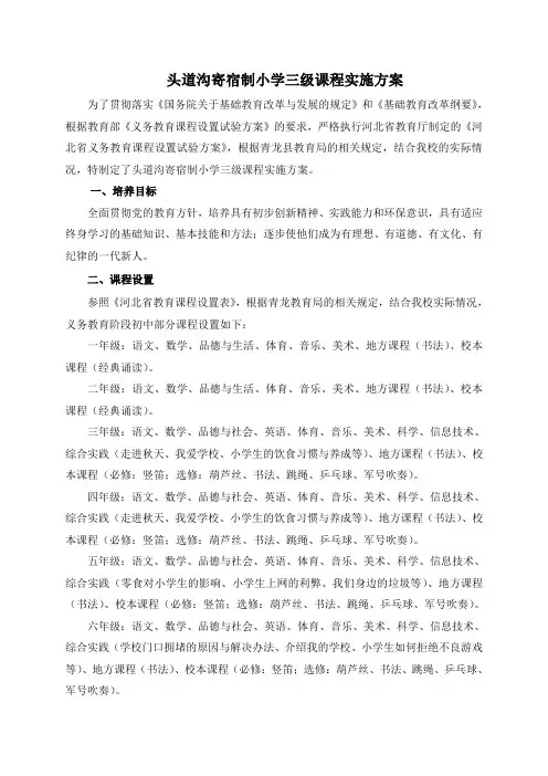 三级课程实施方案