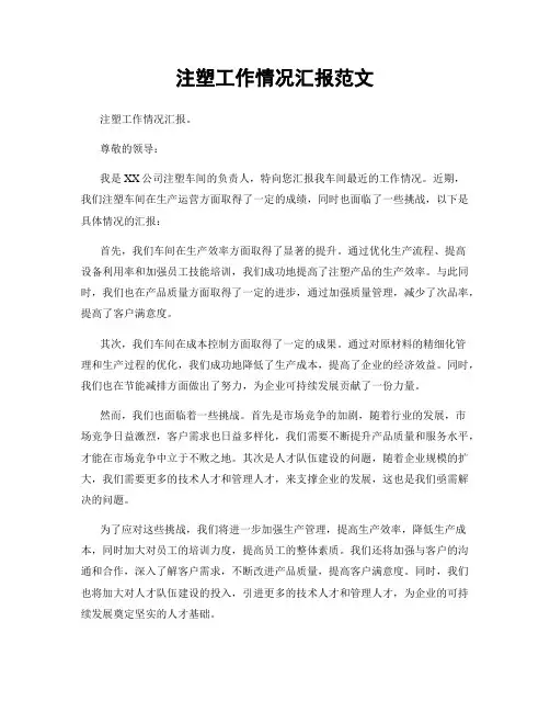 注塑工作情况汇报范文
