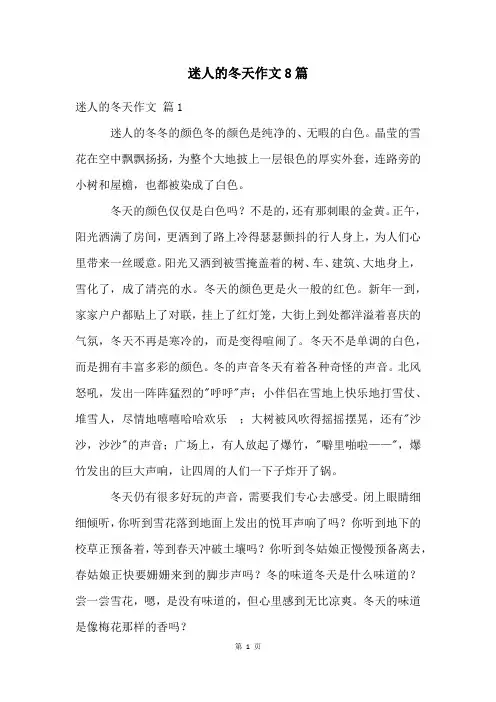 迷人的冬天作文8篇