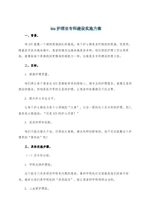 icu护理亚专科建设实施方案
