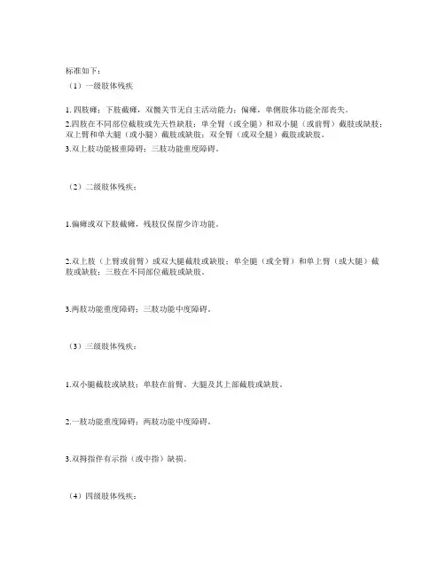 肢体残疾的标准
