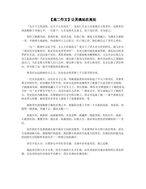 【高二作文】让灵魂站在高处