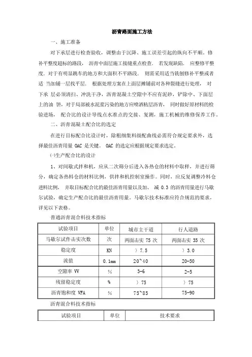 沥青路面施工方案