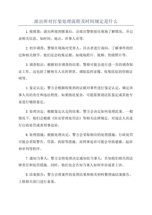 派出所对打架处理流程及时间规定是什么