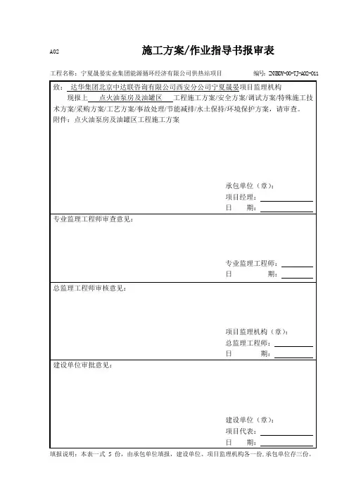 A02 施工方案报审封皮