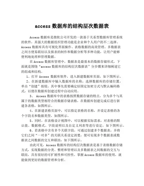 access数据库的结构层次数据表
