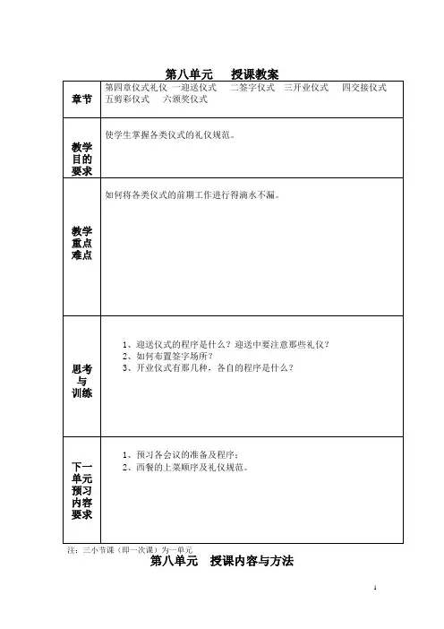 现代交际礼教案——仪式礼仪