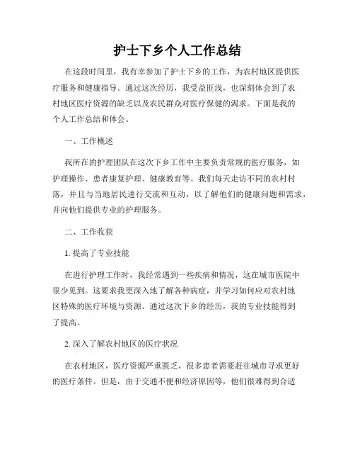 护士下乡个人工作总结