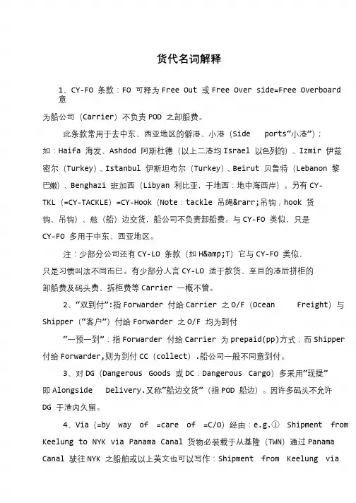 货代名词解释