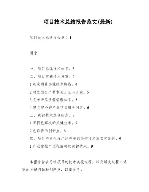 项目技术总结报告范文(最新)